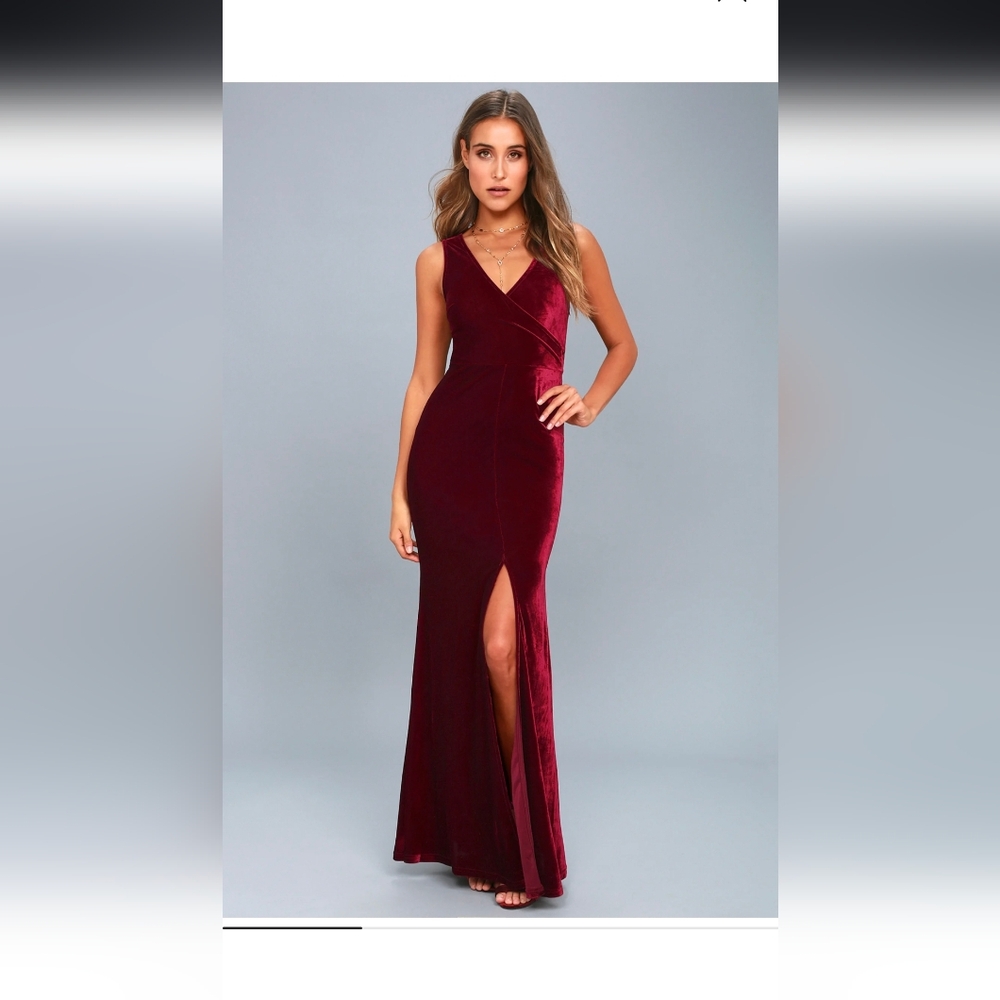 Crushin It Burgundy Velvet Lulus Gown